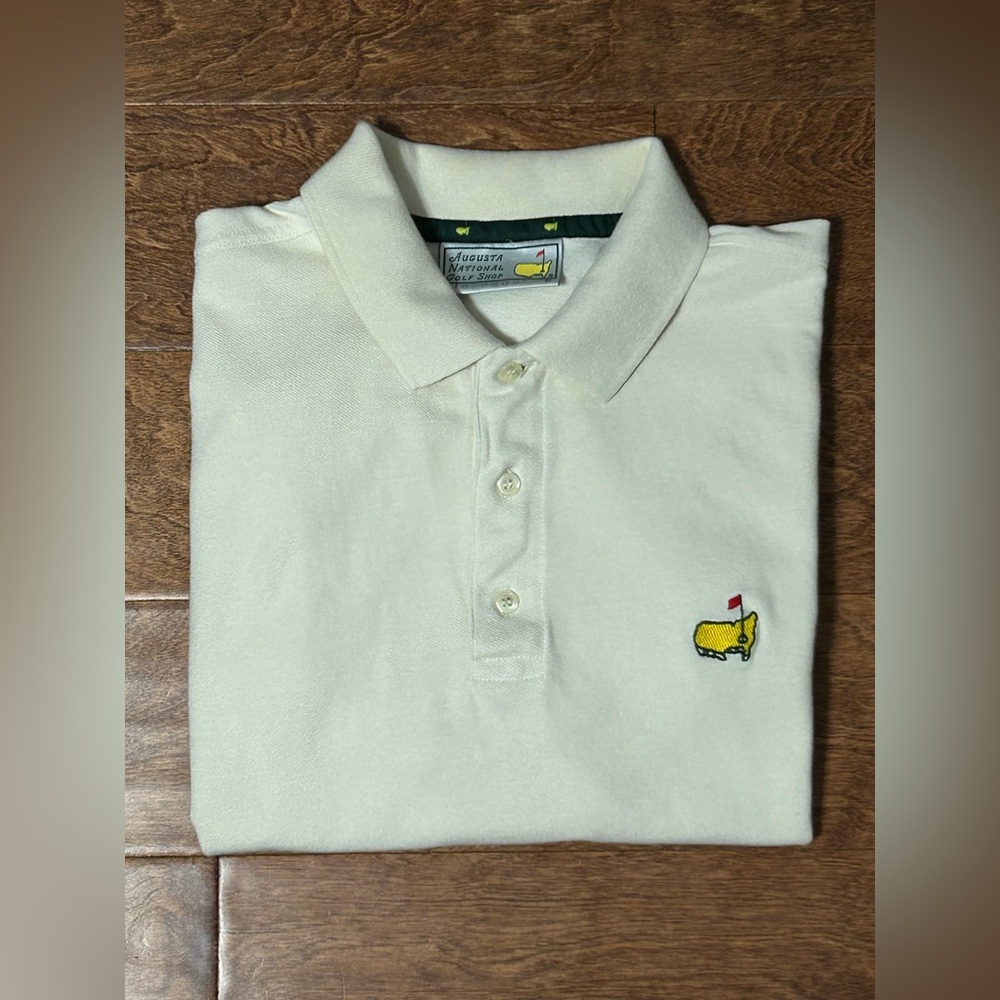 Augusta National Golf Shop Polo Shirt Cream Size Large 100% Cotton